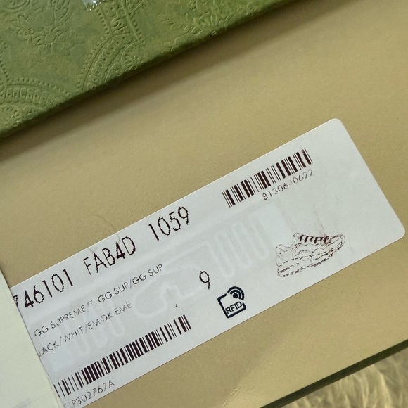 GUCCI MEN'S SHOES GREEN, BLACK & WHITE NYLON GG SUPREME RHYTON SNEAKERS - Picture 7 of 10